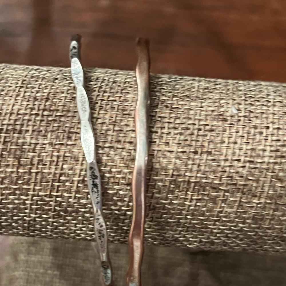 Stacking Bracelets Sterling Silver Hammer And A C… - image 2